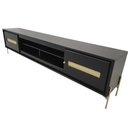 Ver imagem 2 de Rack Sala Tv até 75 Polegadas Paraty 220 Cm Laca Pés Metal Palhinha Preto