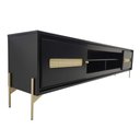 Ver imagem 3 de Rack Sala Tv até 75 Polegadas Paraty 220 Cm Laca Pés Metal Palhinha Preto