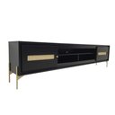 Ver imagem 1 de Rack Sala Tv até 75 Polegadas Paraty 220 Cm Laca Pés Metal Palhinha Preto