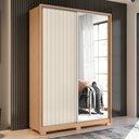 Ver imagem 2 de Guarda Roupa Frizatto 2 Portas Deslizantes Flex Freijó/off White com Espelho - Móveis Albatroz