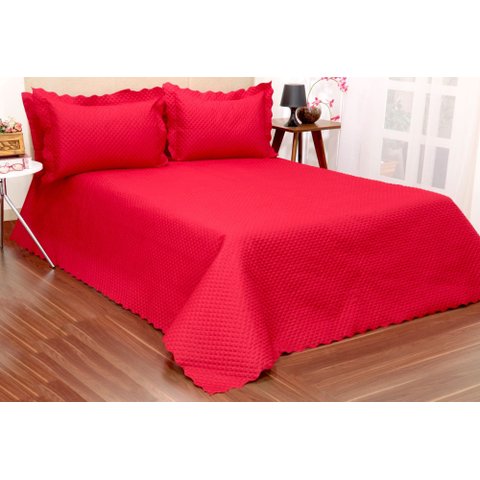 Kit Cobreleito Classic Queen 03 Pçs Vermelho