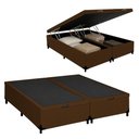 Ver imagem 1 de Cama Box com Baú Queen Bipartido Tecido Sintético Marrom 158cm Royal Sleep