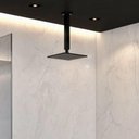 Ver imagem 2 de Ducha Chuveiro Teto Inox 20x20 Preto Fosco Suporte Quadrado Piscina Banheiro Area Externa Banheira