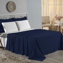 Ver imagem 1 de Jogo de Cama Casal Viúva Nobre 4 Peças Malha 100% Algodão - Azul-marinho / Branco