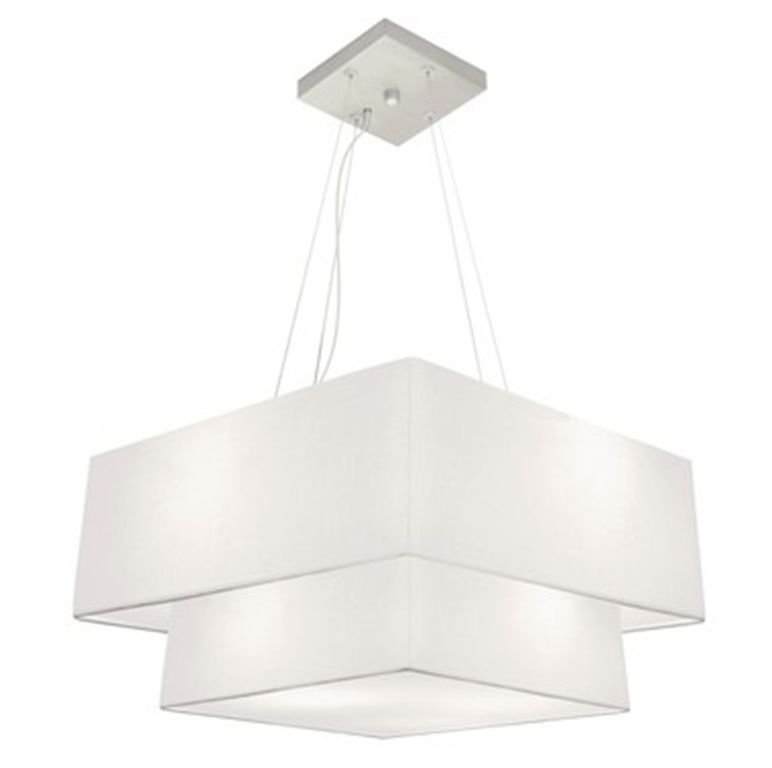 Pendente Quadrado Branco MJ-4347 Para Mesa de Jantar e Estar