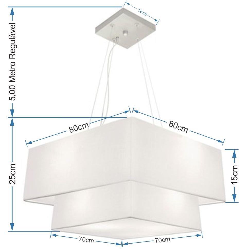 Pendente Quadrado Branco MJ-4347 Para Mesa de Jantar e Estar - 2