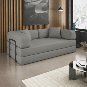 Sofá Cama Colchão Casal Compactair Confortável Sala Balaqui - Cinza Claro