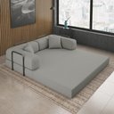 Ver imagem 2 de Sofá Cama Colchão Casal Compactair Confortável Sala Balaqui - Cinza Claro