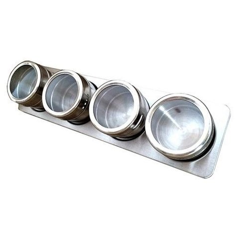 Jogo Porta Condimentos Magnético em Aço Inox 5 Peças