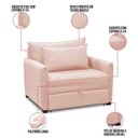 Ver imagem 3 de Poltrona Cama Retrátil Solteiro com Rodízio Cloe Bouclê Rosê E03 - D’Rossi