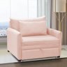 Poltrona Cama Retrátil Solteiro com Rodízio Cloe Bouclê Rosê E03 - D'rossi - 2