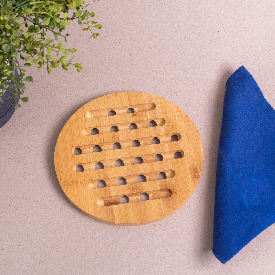 Descanso de Panela de Bambu Natural:bambu - 3