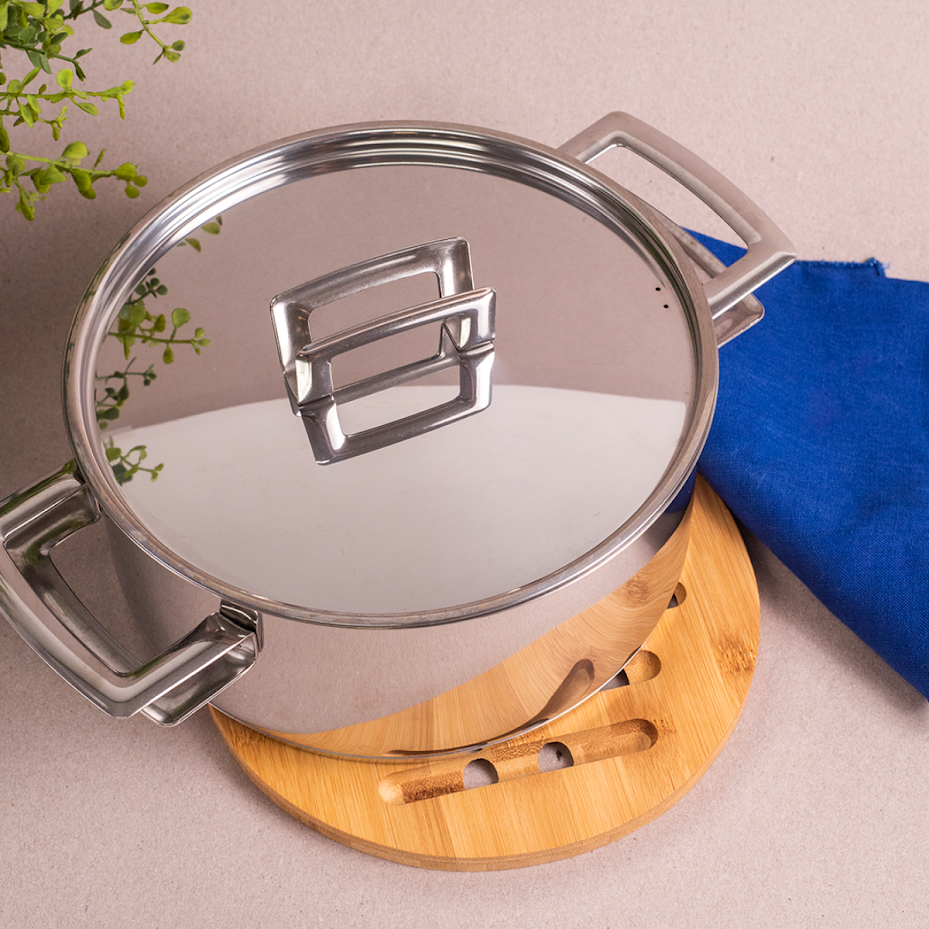 Descanso de Panela de Bambu Natural:bambu - 5