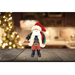 Papai Noel Decorativo Premium Casaco Xadrez Verde e Vermelho 18cm - Master Christmas - 5