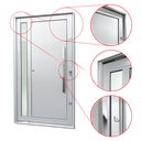 Ver imagem 3 de Porta Pivotante Alumínio Lambril Visione c/Pux.Dir. Elite Branco 216x150 Brimak