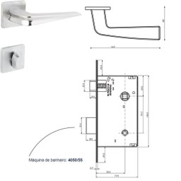 Fechadura Banheiro Chevron 5098508/55 - Cromado Escovado Arouca - 2