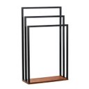 Ver imagem 5 de Suporte Porta Toalha Triplo de Chão para Banheiro Lavabo com Base em Madeira