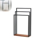 Ver imagem 5 de Suporte Porta Toalha Triplo de Chão para Banheiro Lavabo com Base em Madeira - Édecasamóveis