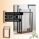 Ver mais imagens de Suporte Porta Toalha Triplo de Chão para Banheiro Lavabo com Base em Madeira - Édecasamóveis