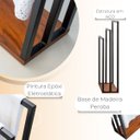 Ver imagem 3 de Suporte Porta Toalha Triplo de Chão para Banheiro Lavabo com Base em Madeira - Édecasamóveis