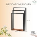 Ver imagem 2 de Suporte Porta Toalha Triplo de Chão para Banheiro Lavabo com Base em Madeira - Édecasamóveis