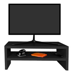 Suporte para Monitor Madeira 40cm Duplo Notebook Pc Gamer Tv Iara Preto - 1