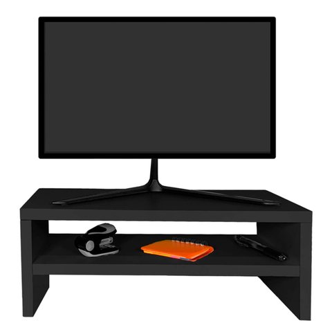 Suporte para Monitor Madeira 40cm Duplo Notebook Pc Gamer Tv Iara Preto