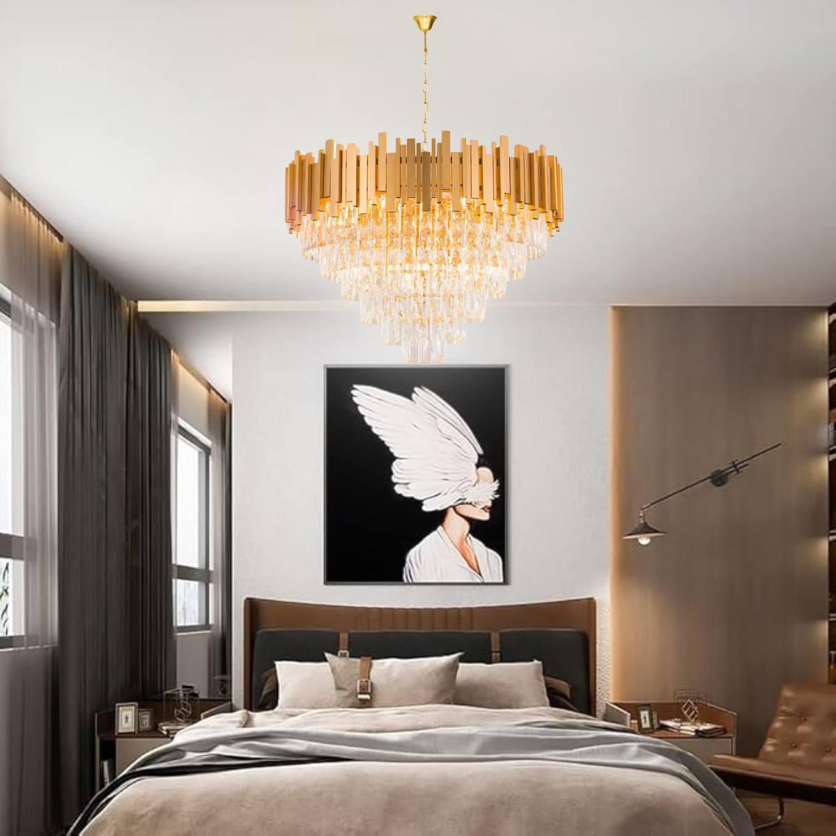 Ver imagem 7 de Lustre Pendente 100x80cm Vana Gold 242 Cristais 15 E14 Dourado Luminária Teto Gimpo Kjdd-vg6