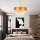Ver imagem 7 de Lustre Pendente 100x80cm Vana Gold 242 Cristais 15 E14 Dourado Luminária Teto Gimpo Kjdd-vg6