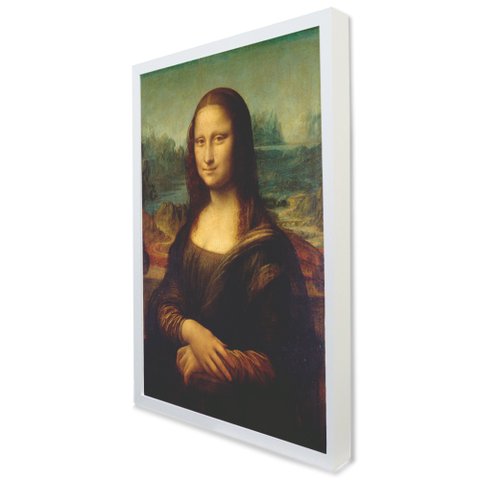 Quadro Decorativo Caixa Mona Lisa - Leonardo da Vinci TaColado Moldura Caixa Alta 4,5cm Madeira com 