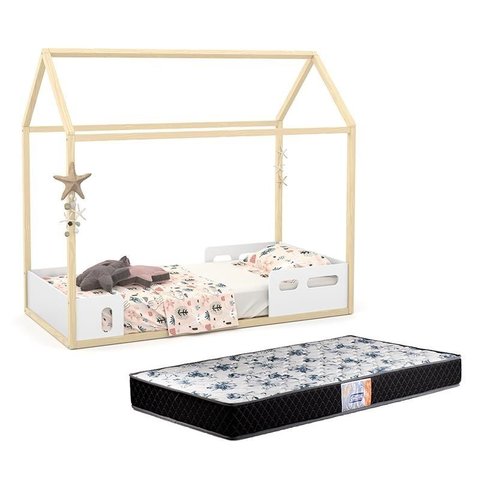 Cama Montessoriana Liv com Colchão D33 Branco Soft/natural - Matic Móveis