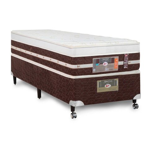 Cama Box + Colchão Castor Solteiro Silver Star Air One Face Hibrido 96x203x59cm