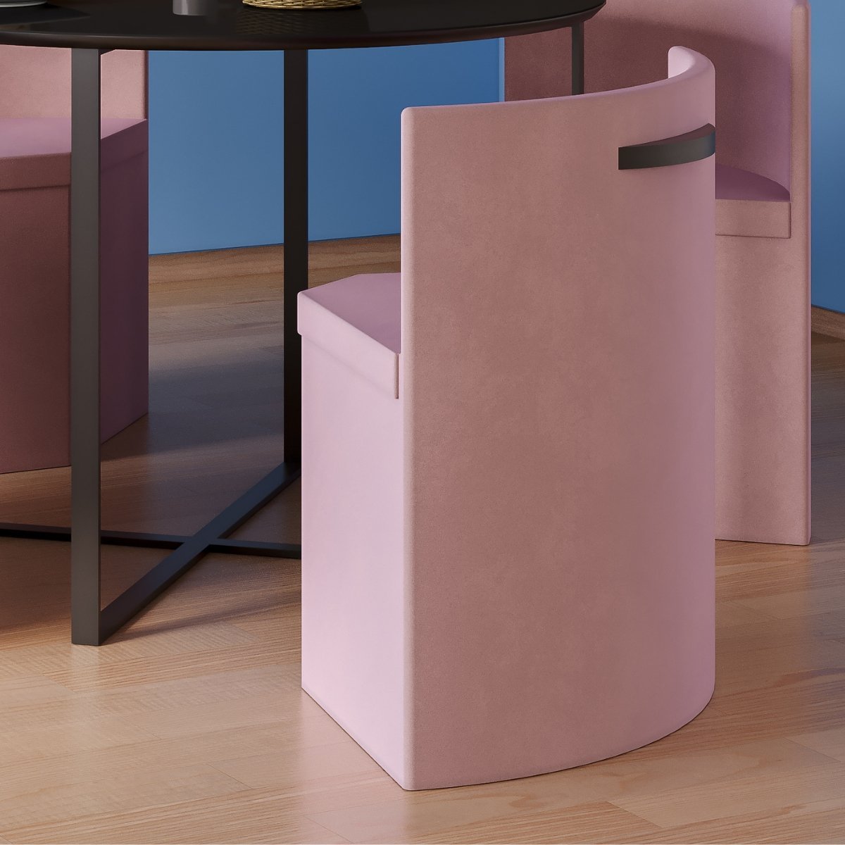 Conj. Compacto Sala de Jantar Pixel - Mesa Redonda C/ 4 Cadeiras Estofadas - 4