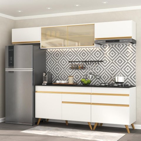 Cozinha Completa 5 Peças com Armário e Balcão Mp3710 Veneza Gw Multimóveis Branca