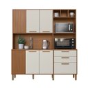 Ver imagem 3 de Armário de Cozinha Frisado 7 Portas 2 Gavetas 180cm Roma Marrom/Freijó/Off White