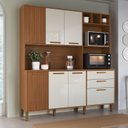Ver imagem 1 de Armário de Cozinha Frisado 7 Portas 2 Gavetas 180cm Roma Marrom/Freijó/Off White