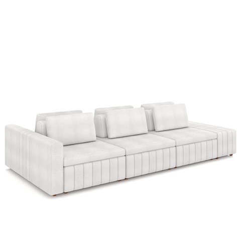 Sofá Ilha Living com Puff 365cm Siesta M22 Bouclê Branco - Mpozenato