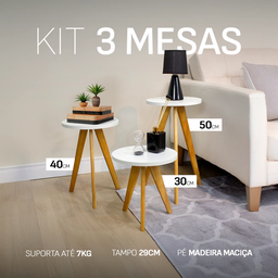 Kit Trio Jogo de Mesinha Lateral Redonda - 7