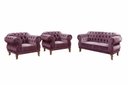 Ver imagem 1 de Conjunto Duquesa Chesterfield Sofá + 2 Poltronas Decoração Retrô Vintage - Veludo Roxo