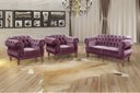 Ver imagem 2 de Conjunto Duquesa Chesterfield Sofá + 2 Poltronas Decoração Retrô Vintage - Veludo Roxo