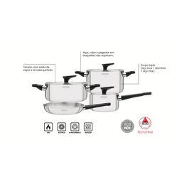 Jogo de Panelas Tramontina Grano Baquelite em Aço Inox com Corpo Triplo e Cabos e Alças em Baquelite - 3