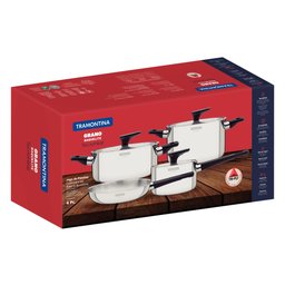 Jogo de Panelas Tramontina Grano Baquelite em Aço Inox com Corpo Triplo e Cabos e Alças em Baquelite - 4