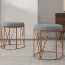 Ver imagem 2 de Puff Decorativo Aramado Bronze Zaya L02 Suede Cinza - Lyam Decor