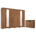 Ver imagem 1 de Guarda Roupa Casal Master New 8 Portas de Bater 4 Gavetas MDP Cômoda Havana com Rodízio Jatobá