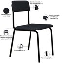 Ver imagem 4 de Kit 04 Cadeiras Estofada para Sala de Jantar Sense Preto C01 Linho Cinza - Lyam Decor