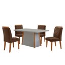 Ver imagem 2 de Mesa de Jantar Diane e 4 Cadeiras Melissa Moderna Mobilia Veludo Marrom/off/nat/serig Off com Vidro