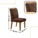 Ver imagem 3 de Mesa de Jantar Diane e 4 Cadeiras Melissa Moderna Mobilia Veludo Marrom/off/nat/serig Off com Vidro
