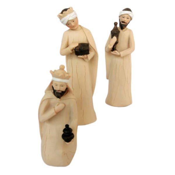 Presépio Moderno Bege Resina Enfeite De Natal Jesus 18cm - 3