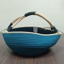 Ver imagem 7 de Jogo 2 Cestas Decorativa Organizadora Multiuso Tecido Azul