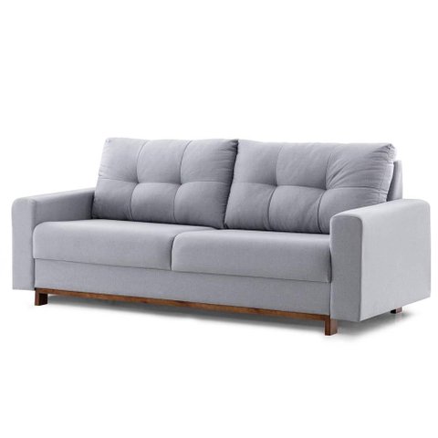 Sofá Paderborn 3 Lugares Cor Cinza com Pés Madeira Amendoa 184 Cm - 67316